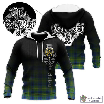 Johnstone Ancient Tartan Knitted Hoodie Featuring Alba Gu Brath Family Crest Celtic Inspired