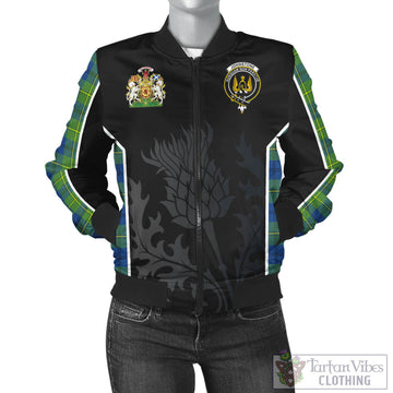 Johnstone-Johnston Ancient Tartan Bomber Jacket with Family Crest and Scottish Thistle Vibes Sport Style