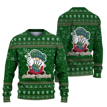 Johnstone-Johnston Ancient Clan Christmas Family Knitted Sweater with Funny Gnome Playing Bagpipes