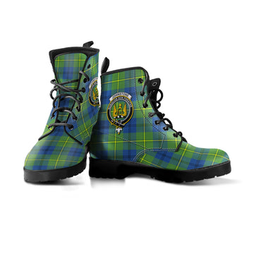 Johnstone-Johnston Ancient Tartan Leather Boots with Family Crest