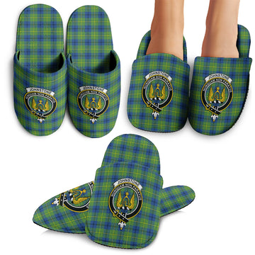 Johnstone-Johnston Ancient Tartan Home Slippers with Family Crest