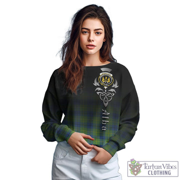 Johnstone Ancient Tartan Sweatshirt Featuring Alba Gu Brath Family Crest Celtic Inspired
