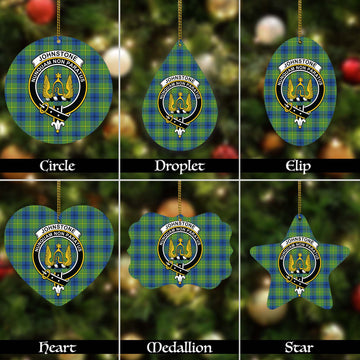 Johnstone-Johnston Ancient Tartan Christmas Ornaments with Family Crest