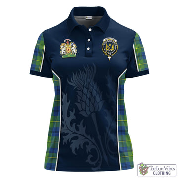 Johnstone-Johnston Ancient Tartan Women's Polo Shirt with Family Crest and Scottish Thistle Vibes Sport Style