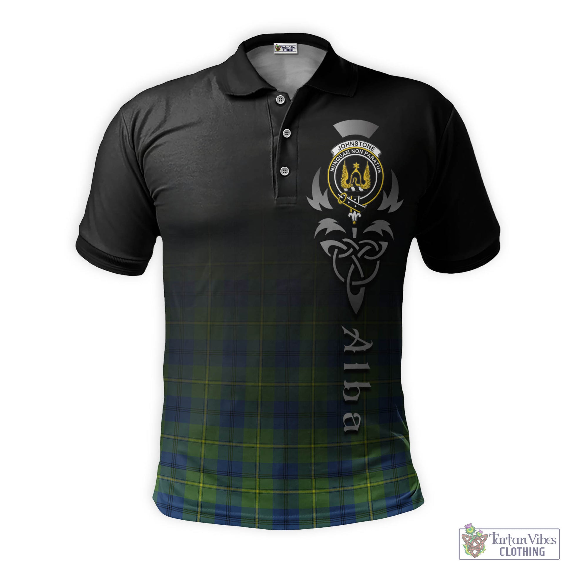 Tartan Vibes Clothing Johnstone-Johnston Ancient Tartan Polo Shirt Featuring Alba Gu Brath Family Crest Celtic Inspired