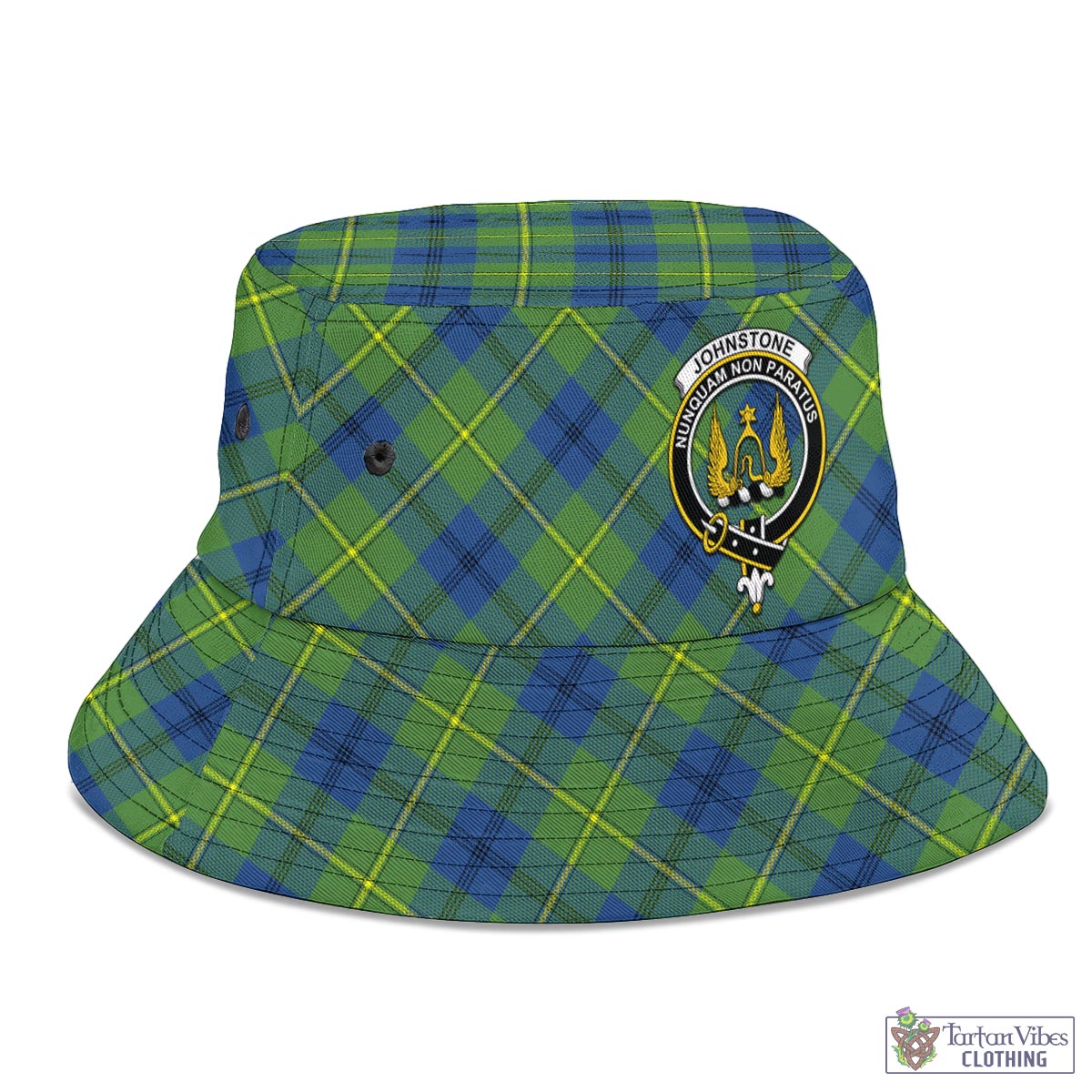 Tartan Vibes Clothing Johnstone-Johnston Ancient Tartan Bucket Hat with Family Crest
