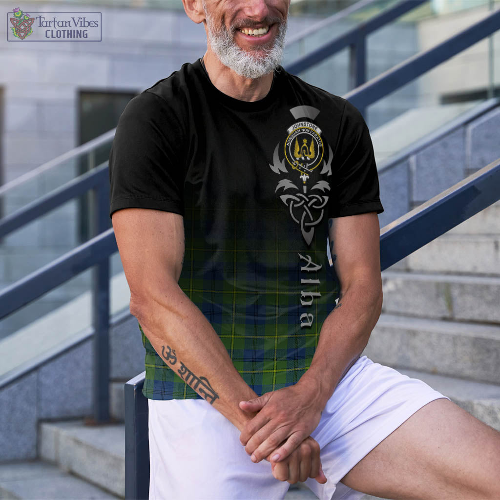 Tartan Vibes Clothing Johnstone-Johnston Ancient Tartan T-Shirt Featuring Alba Gu Brath Family Crest Celtic Inspired