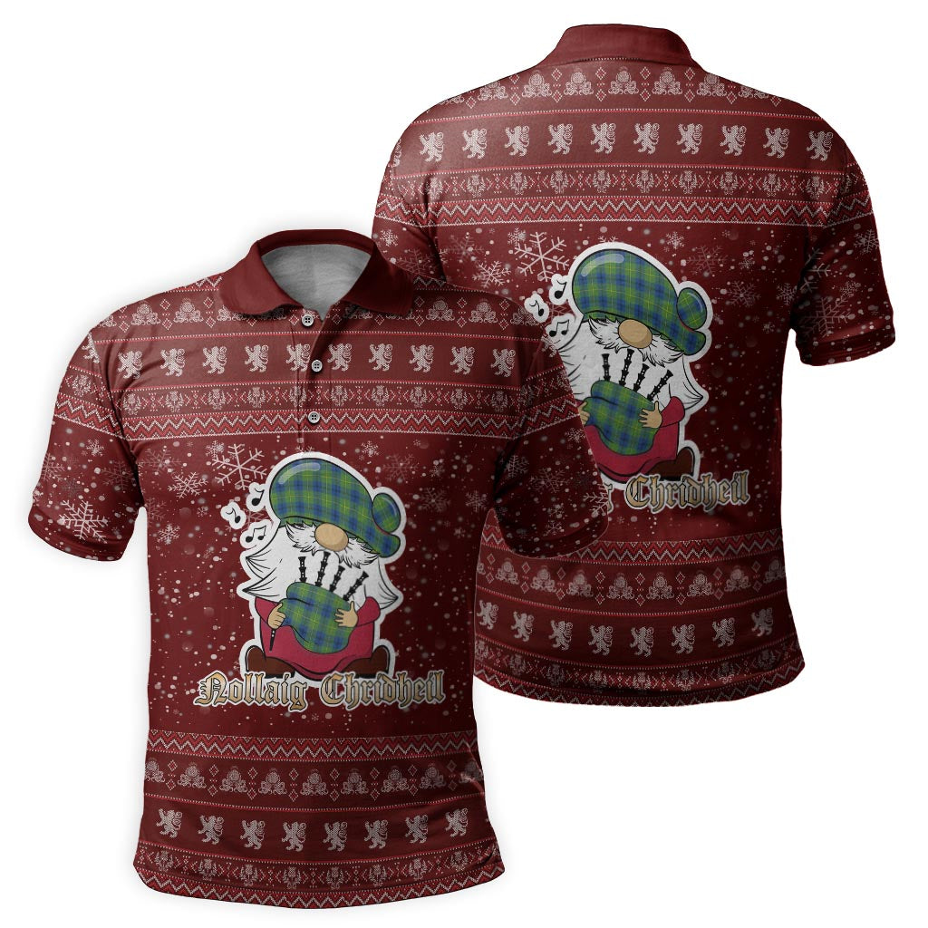 Johnstone-Johnston Ancient Clan Christmas Family Polo Shirt with Funny Gnome Playing Bagpipes - Tartanvibesclothing