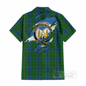 Johnstone (Johnston) Clan Crest In Me Tartan Cotton Hawaiian Shirt Scotland Flag Style