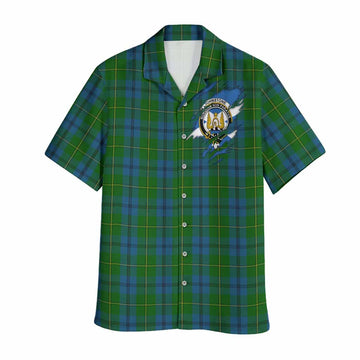 Johnstone (Johnston) Clan Crest In Me Tartan Hawaiian Shirt Scotland Flag Style
