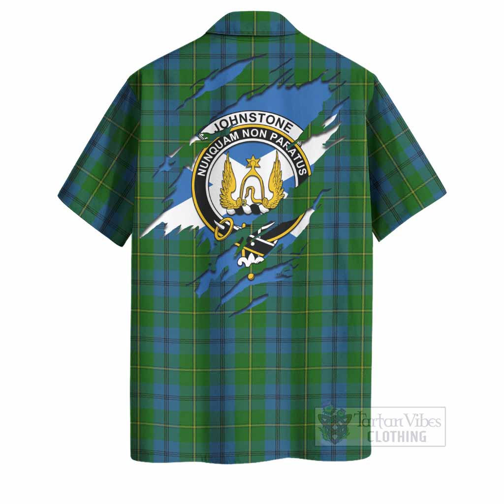 Johnstone (Johnston) Clan Crest In Me Tartan Hawaiian Shirt Scotland Flag Style