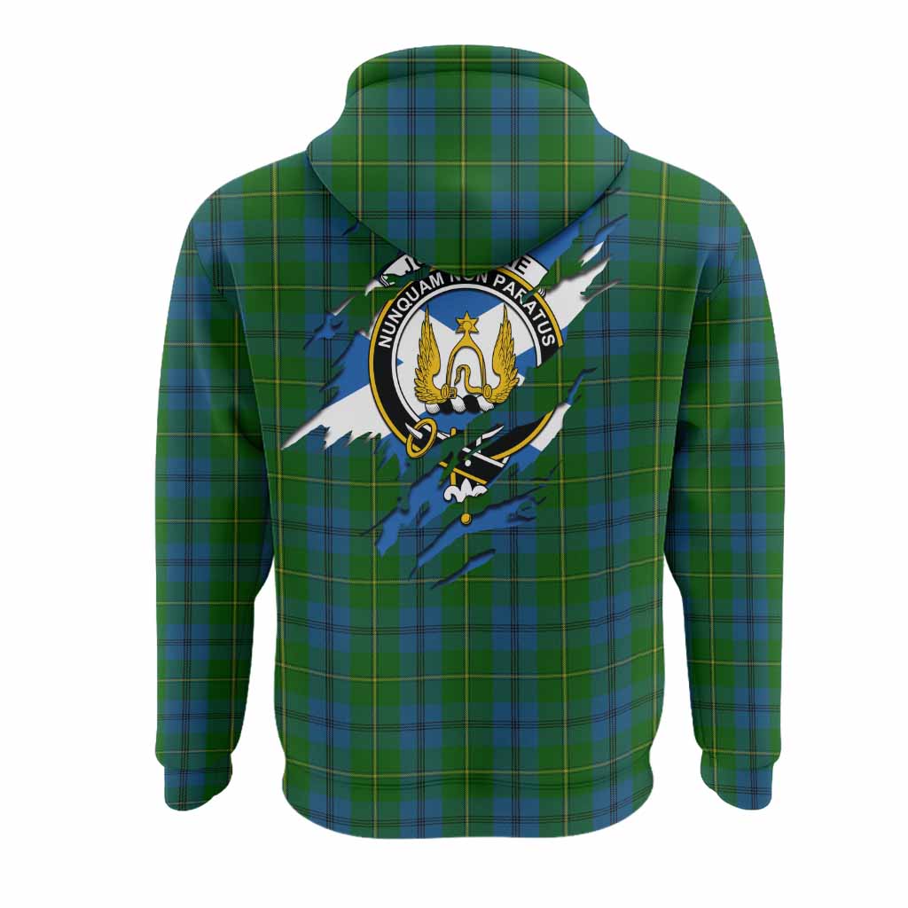 Johnstone (Johnston) Clan Crest In Me Tartan Hoodie Scotland Flag Style