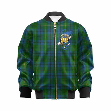 Johnstone (Johnston) Clan Crest In Me Tartan Kid Bomber Jacket Scotland Flag Style