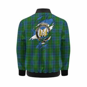 Johnstone (Johnston) Clan Crest In Me Tartan Kid Bomber Jacket Scotland Flag Style
