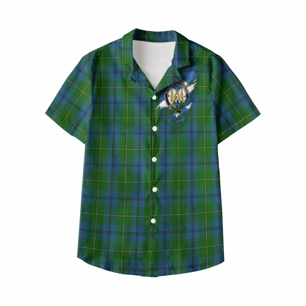 Johnstone (Johnston) Clan Crest In Me Tartan Kid Hawaiian Shirt Scotland Flag Style