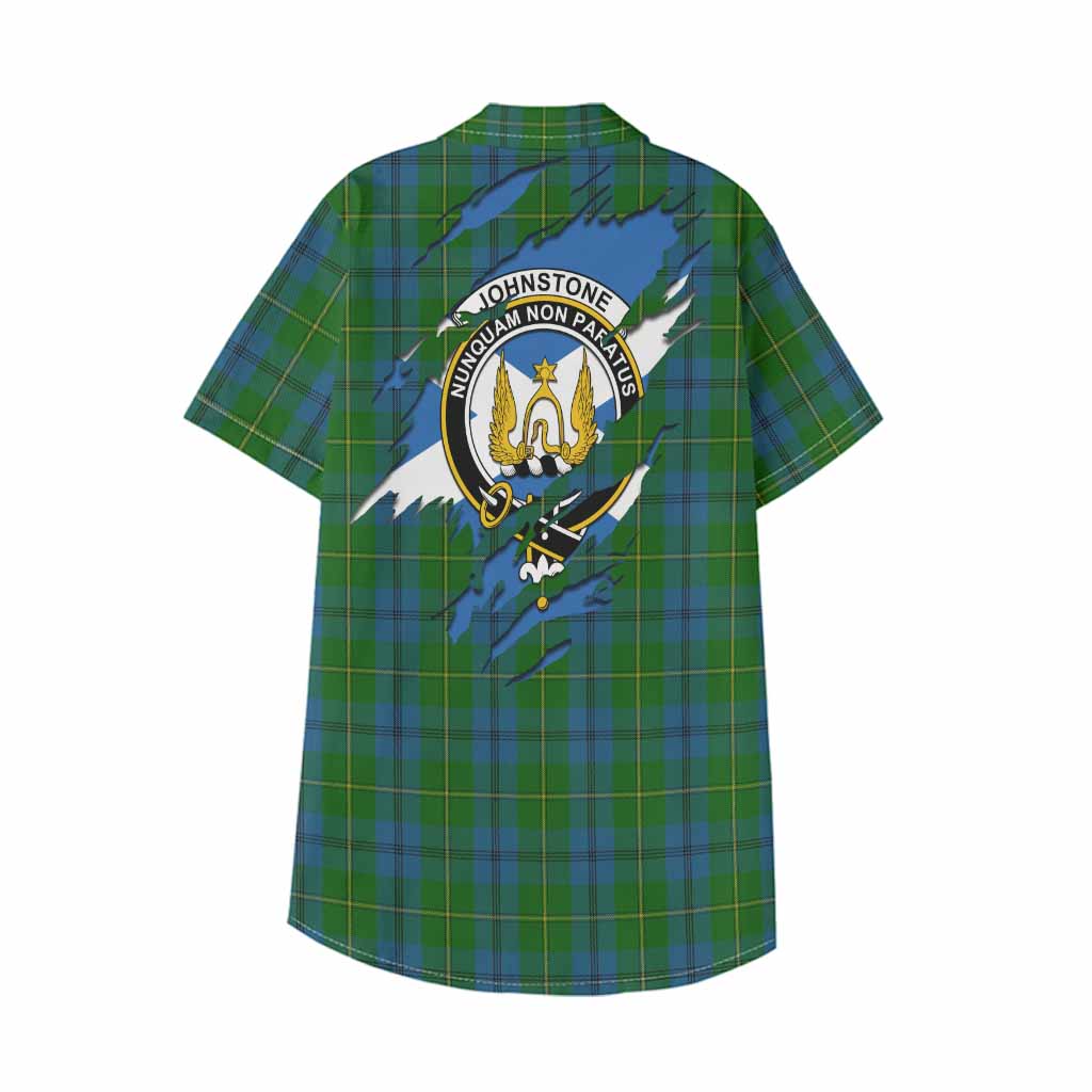 Johnstone (Johnston) Clan Crest In Me Tartan Kid Hawaiian Shirt Scotland Flag Style