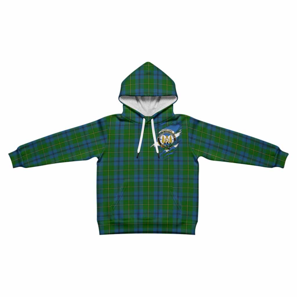 Johnstone (Johnston) Clan Crest In Me Tartan Kid Hoodie Scotland Flag Style
