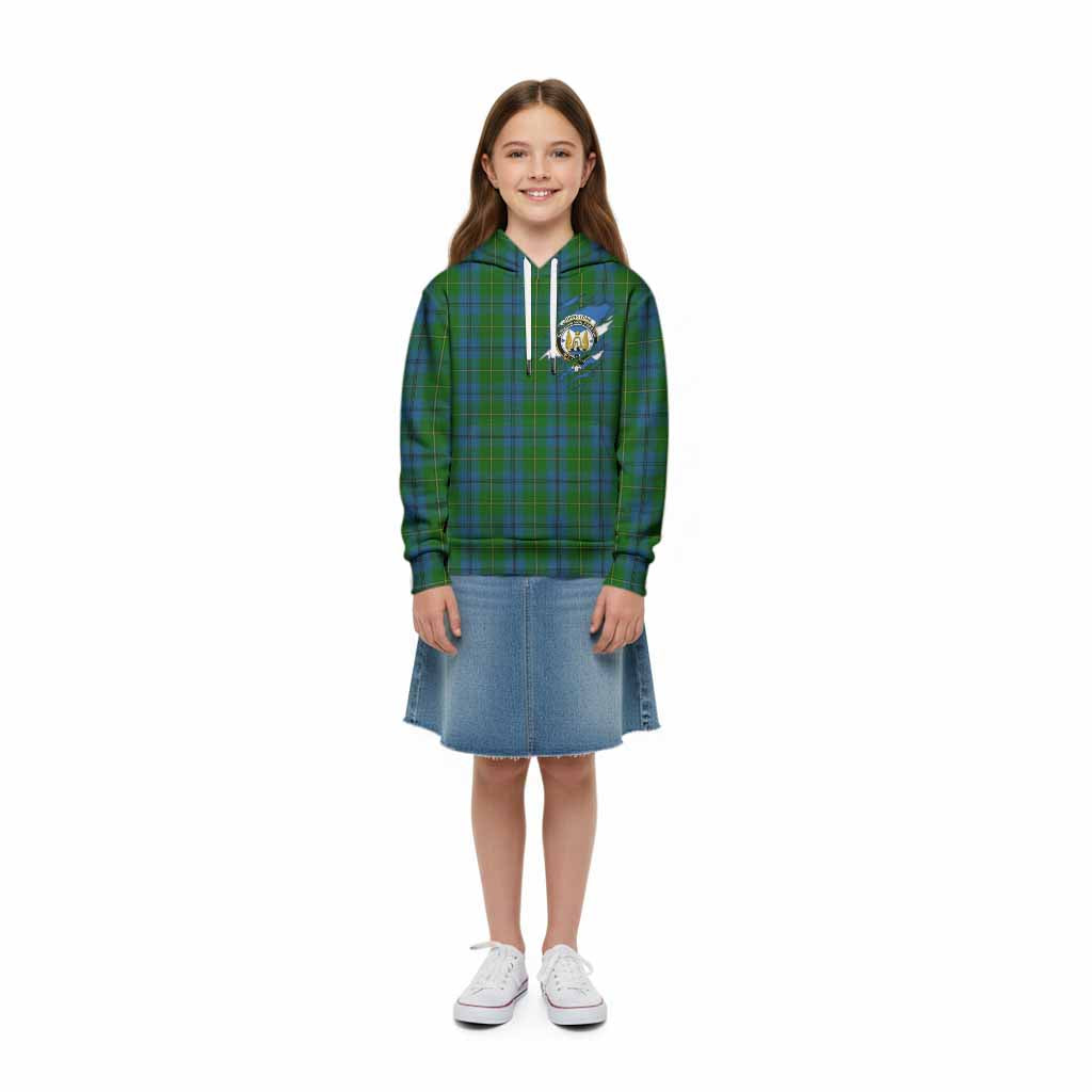 Johnstone (Johnston) Clan Crest In Me Tartan Kid Hoodie Scotland Flag Style