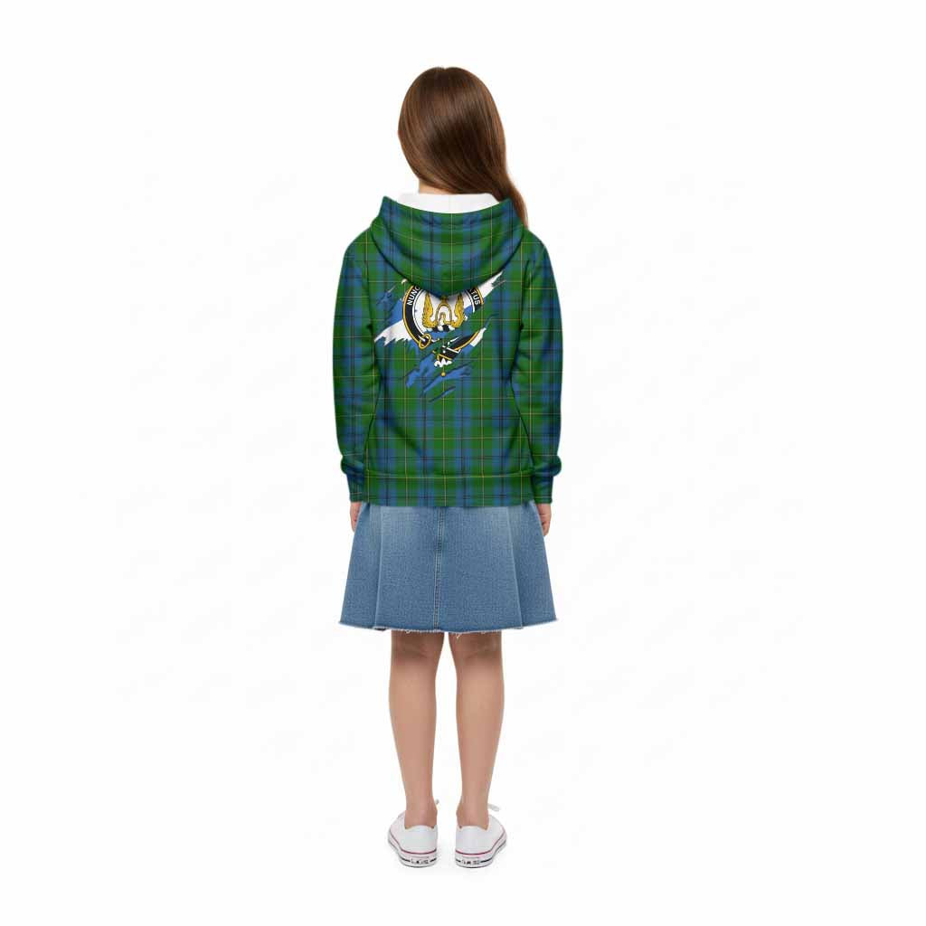 Johnstone (Johnston) Clan Crest In Me Tartan Kid Hoodie Scotland Flag Style
