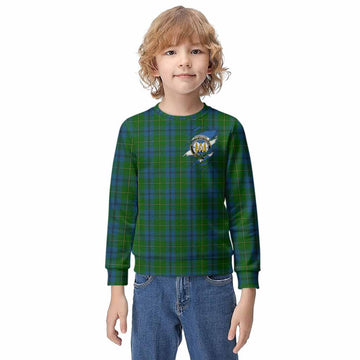Johnstone (Johnston) Clan Crest In Me Tartan Kid Knitted Sweatshirt Scotland Flag Style