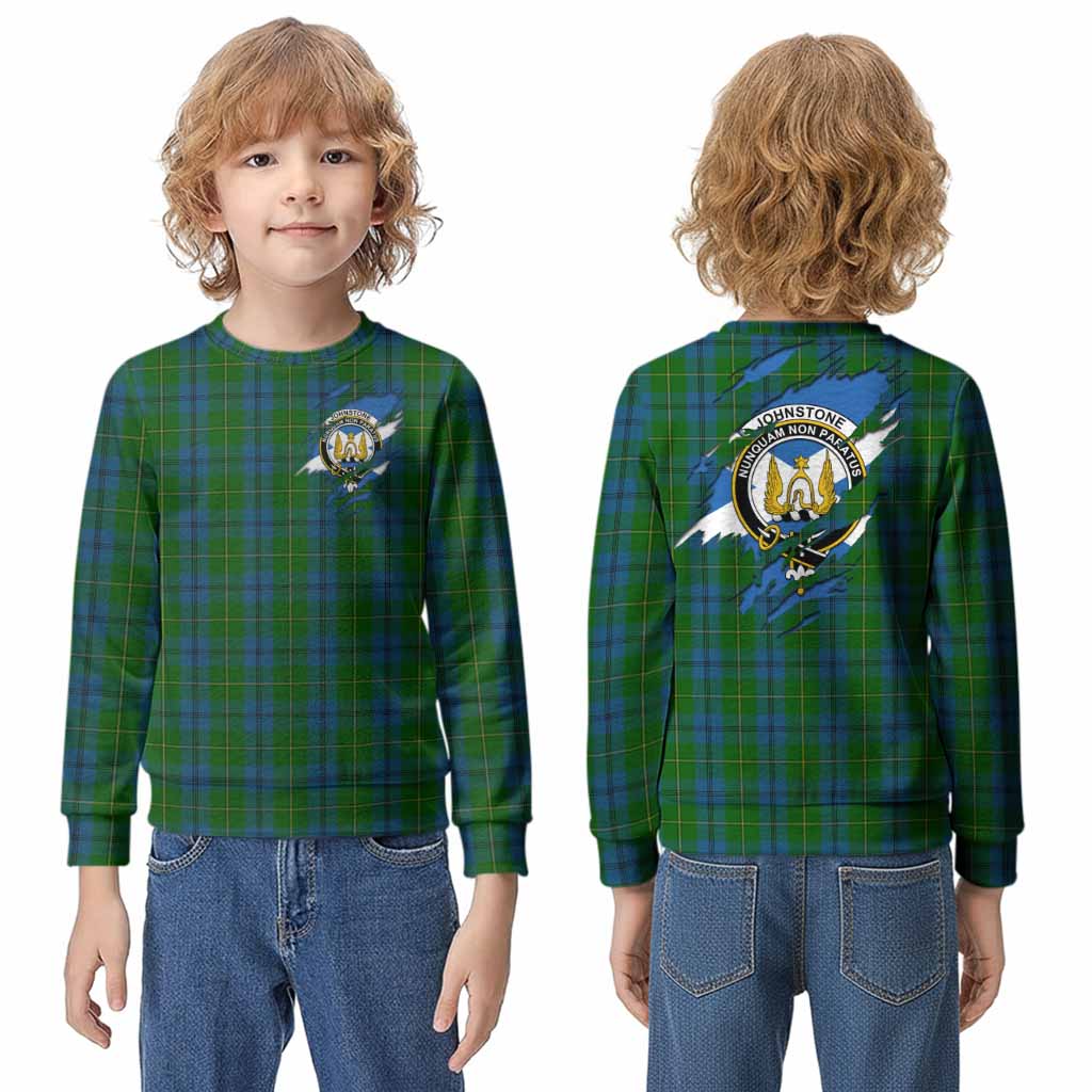 Johnstone (Johnston) Clan Crest In Me Tartan Kid Knitted Sweatshirt Scotland Flag Style