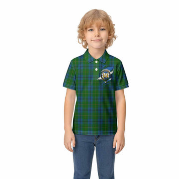 Johnstone (Johnston) Clan Crest In Me Tartan Kid Polo Shirt Scotland Flag Style