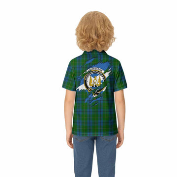 Johnstone (Johnston) Clan Crest In Me Tartan Kid Polo Shirt Scotland Flag Style