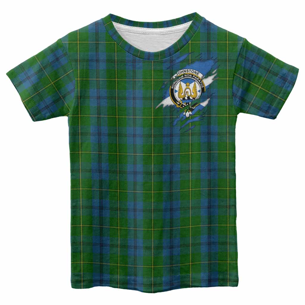Johnstone (Johnston) Clan Crest In Me Tartan Kid T-shirt Scotland Flag Style