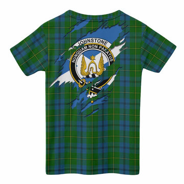 Johnstone (Johnston) Clan Crest In Me Tartan Kid T-shirt Scotland Flag Style