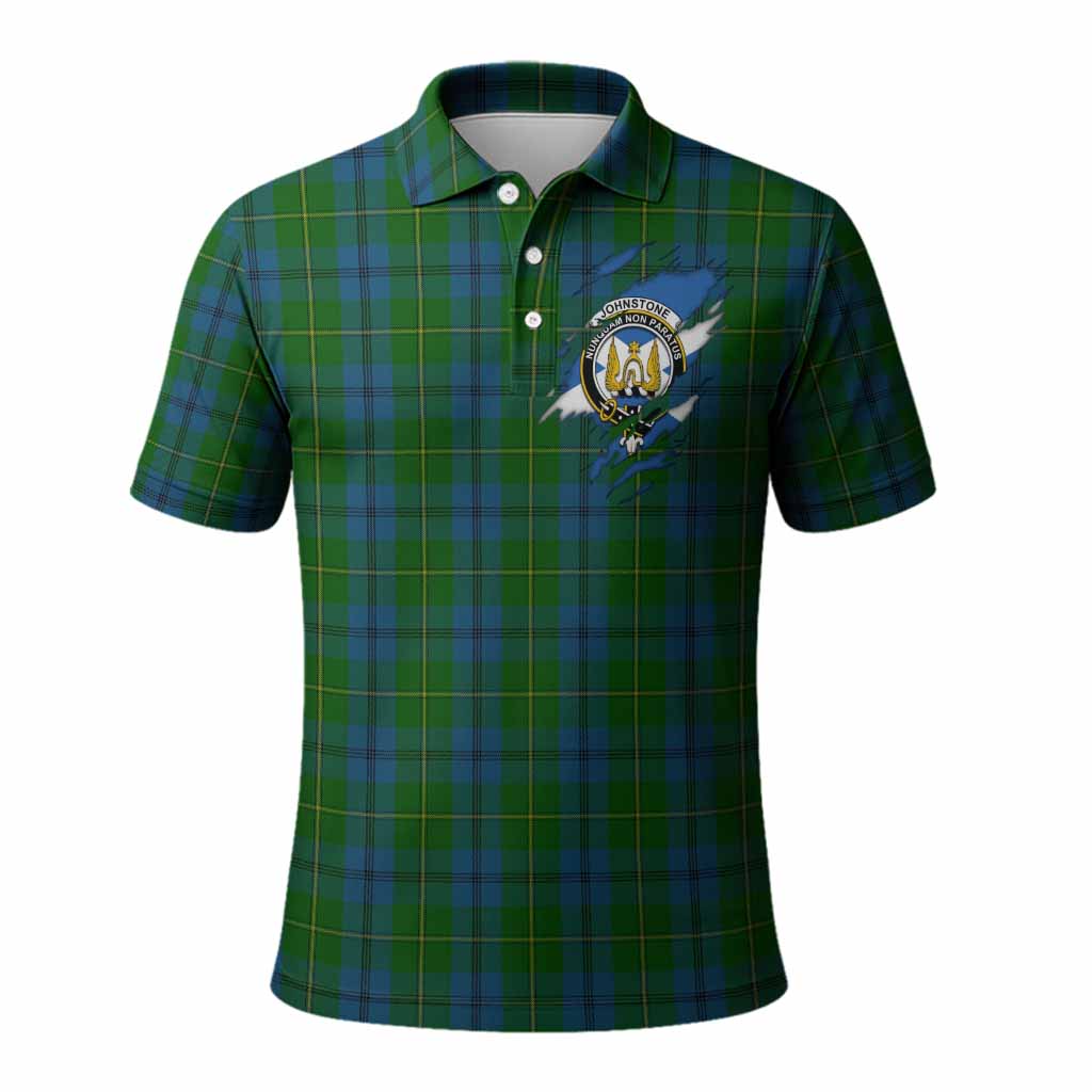 Johnstone (Johnston) Clan Crest In Me Tartan Polo Shirt Scotland Flag Style