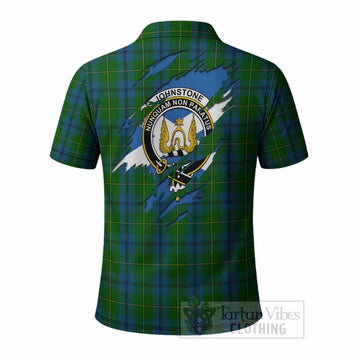Johnstone (Johnston) Clan Crest In Me Tartan Polo Shirt Scotland Flag Style