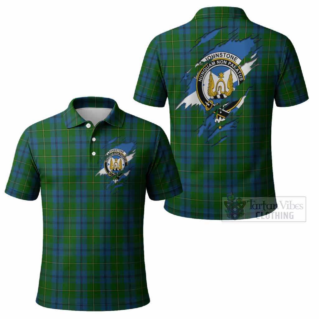 Johnstone (Johnston) Clan Crest In Me Tartan Polo Shirt Scotland Flag Style