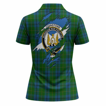 Johnstone (Johnston) Clan Crest In Me Tartan Women Polo Shirt Scotland Flag Style