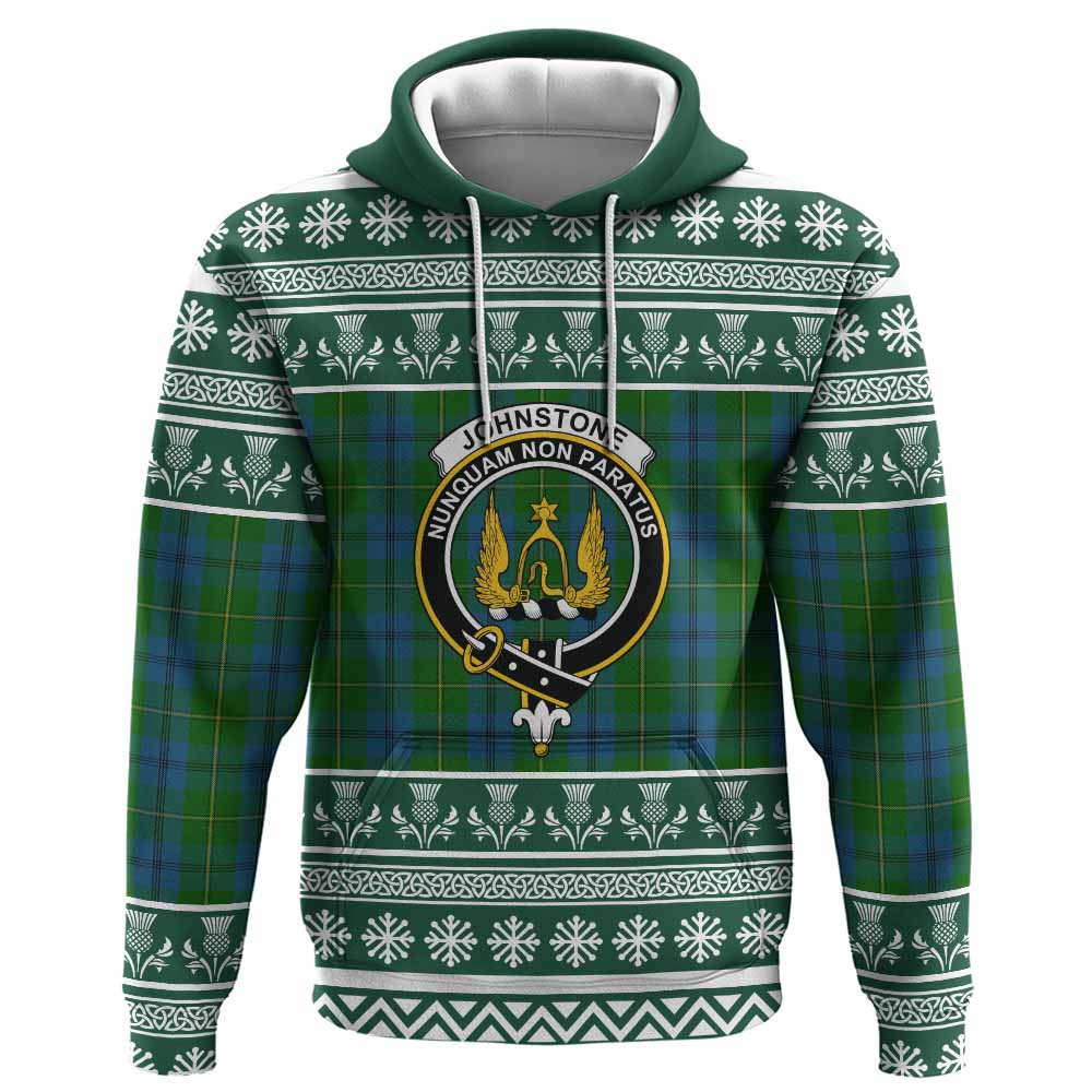 Johnstone (Johnston) Clan Tartan Christmas Hoodie with Family Crest - Tartan Vibes Clothing