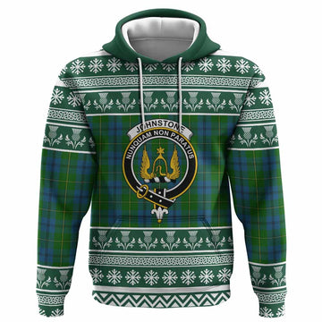 Johnstone (Johnston) Clan Tartan Christmas Hoodie with Family Crest