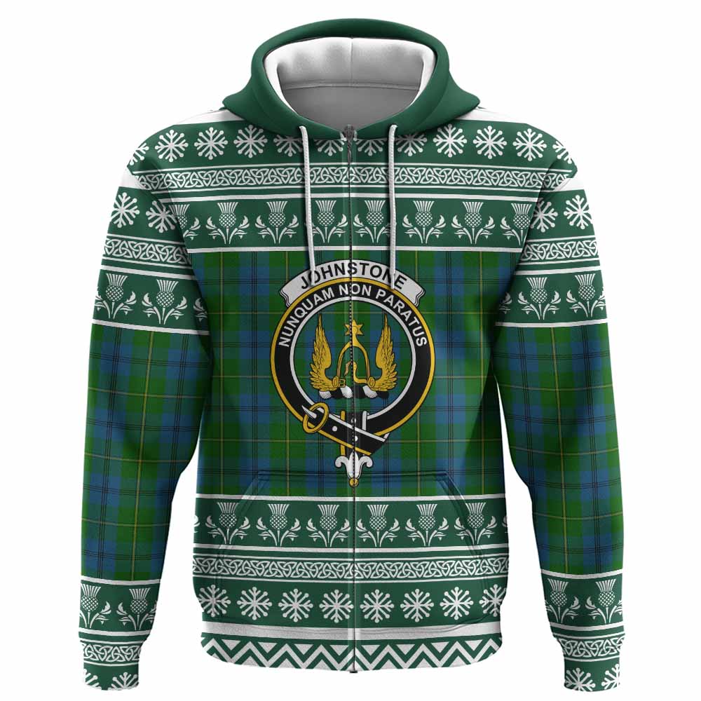 Johnstone (Johnston) Clan Tartan Christmas Hoodie with Family Crest - Tartan Vibes Clothing