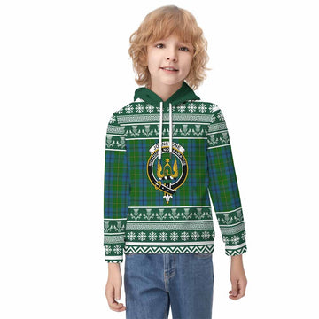 Johnstone (Johnston) Clan Tartan Christmas Kid Hoodie with Family Crest