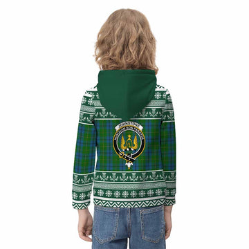 Johnstone (Johnston) Clan Tartan Christmas Kid Hoodie with Family Crest