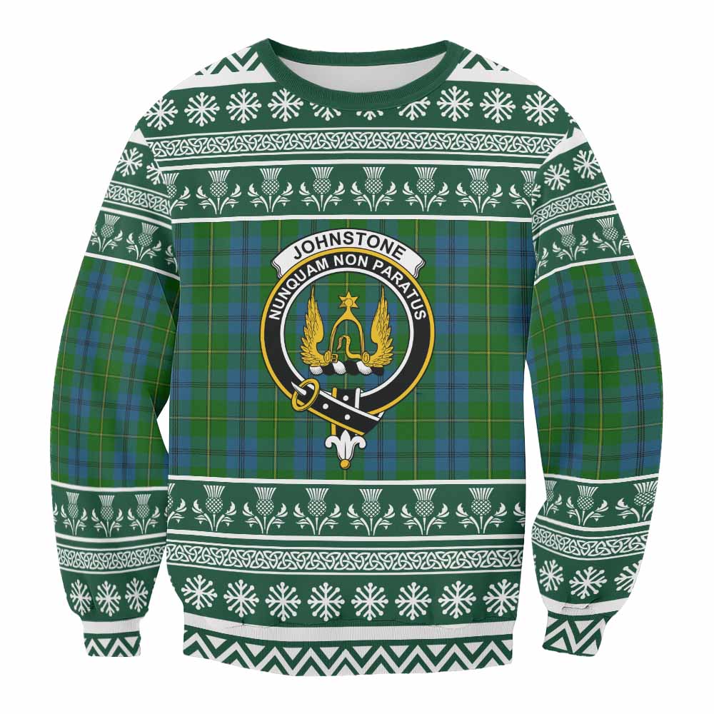 Johnstone (Johnston) Clan Tartan Christmas Sweatshirt with Family Crest - Tartan Vibes Clothing