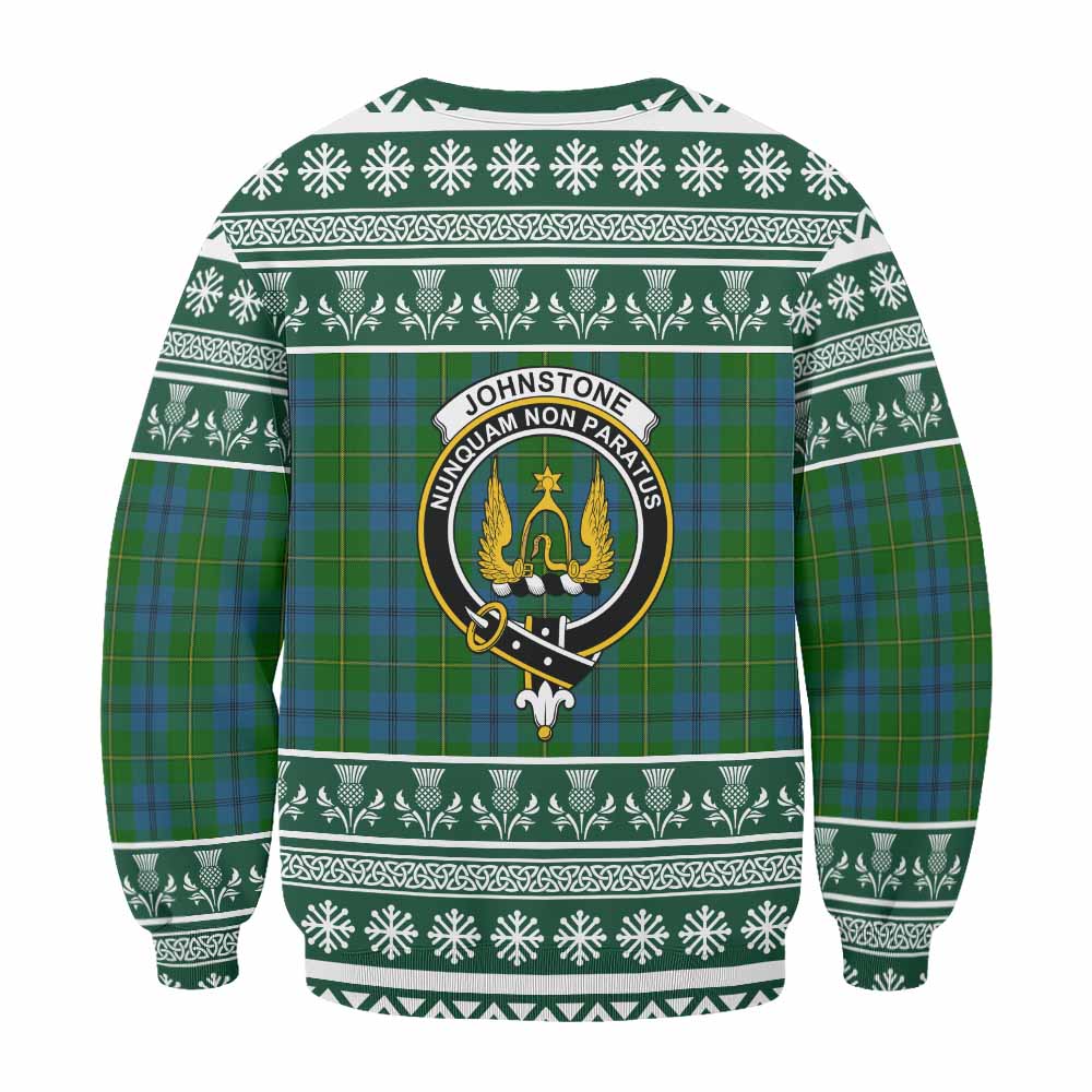 Johnstone (Johnston) Clan Tartan Christmas Sweatshirt with Family Crest - Tartan Vibes Clothing
