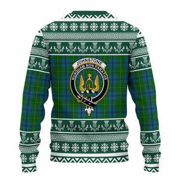 Johnstone (Johnston) Clan Tartan Christmas Ugly Sweater with Family Crest