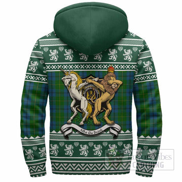 Johnstone (Johnston) Clan Tartan Crest Christmas Fleece Hoodie Coat of Arms Funny Style