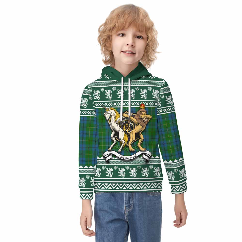 Johnstone (Johnston) Clan Tartan Crest Christmas Kid Hoodie Coat of Arms Funny Style - Tartan Vibes Clothing