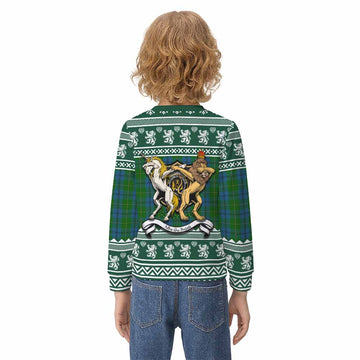 Johnstone (Johnston) Clan Tartan Crest Christmas Kid Ugly Sweatshirt Coat of Arms Funny Style