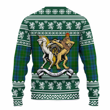 Johnstone (Johnston) Clan Tartan Crest Christmas Ugly Sweater Coat of Arms Funny Style