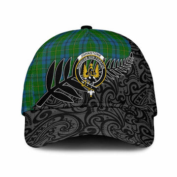 Johnstone (Johnston) Crest Tartan Classic Cap with New Zealand Silver Fern Half Style