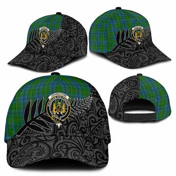 Johnstone (Johnston) Crest Tartan Classic Cap with New Zealand Silver Fern Half Style