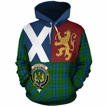 Johnstone (Johnston) Crest Tartan Cotton Hoodie with Lion Rampant Saltire Style - Tartan Vibes Clothing