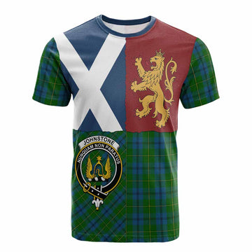 Johnstone (Johnston) Crest Tartan Cotton T-shirt with Lion Rampant Saltire Style