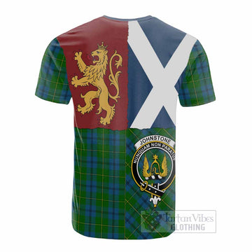 Johnstone (Johnston) Crest Tartan Cotton T-shirt with Lion Rampant Saltire Style
